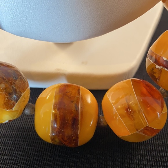 Pawn rare Zuni inlayed Amber necklace - Picture 4 of 6